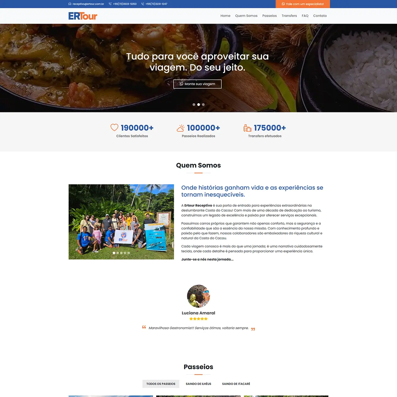 Demonstração do site Ertour Viagens