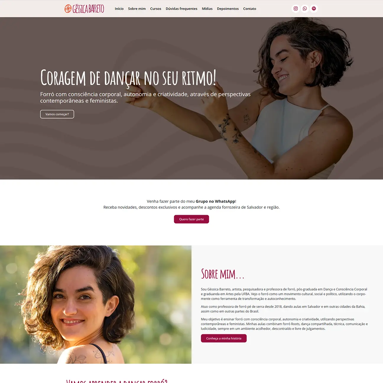 Demonstração do site Géssica Barreto Arquiteta